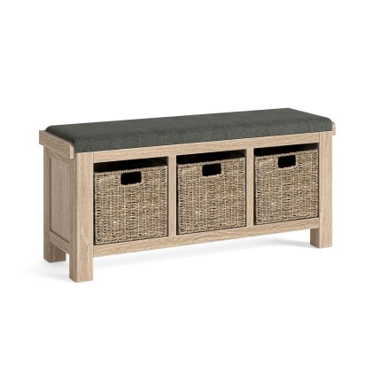 Casterton White Wash Storage Bench with Charcoal Cushion