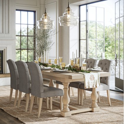 Casterton White Wash Large Extending Trestle Dining Table