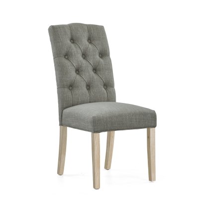 Casterton White Wash Grey Button Back Chair Pair
