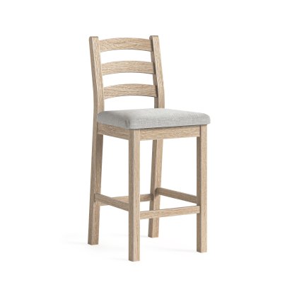 Casterton White Wash Bar Stool with Natural Cushion Casterton White Wash Bar Stool with Natural Cushion