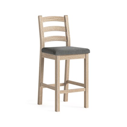 Casterton White Wash Bar Stool with Charcoal Cushion Casterton White Wash Bar Stool with Charcoal Cushion