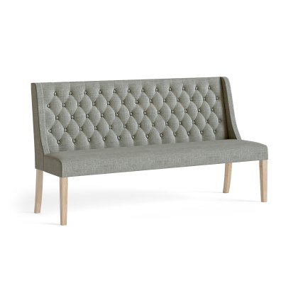 Casterton White Wash Button Back Dining Bench in Grey Casterton White Wash Button Back Dining Bench in Grey