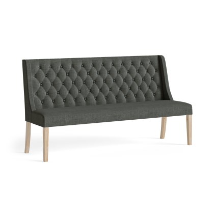 Casterton White Wash Button Back Dining Bench in Charcoal Casterton White Wash Button Back Dining Bench in Charcoal