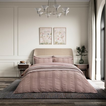 Bedeck of Belfast Woven Waffle Stripe Duvet Set Pink Bedeck of Belfast Woven Waffle Stripe Duvet Set Pink