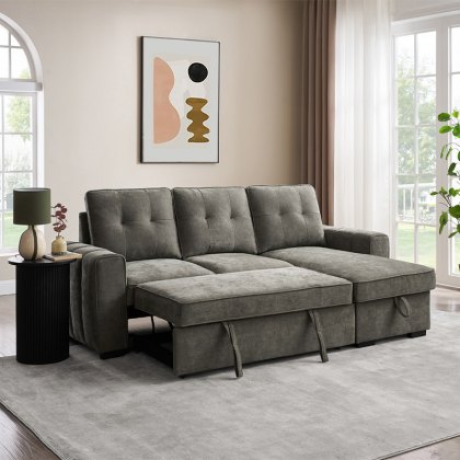 Toby Corner Sofa Bed with Storage in Grey Toby Corner Sofa Bed with Storage in Grey
