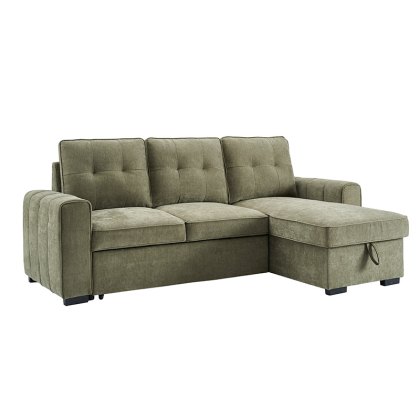 Toby Corner Sofa Bed with Storage in Sage Green Toby Corner Sofa Bed with Storage in Sage Green