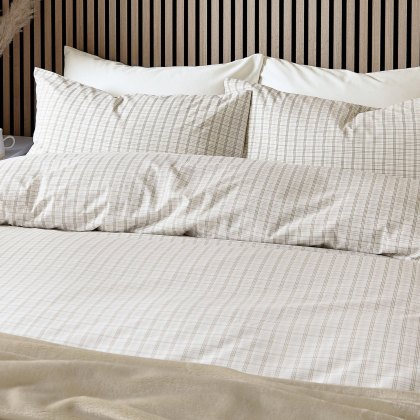 Helena Springfield Calico and Chalk Tranquil Check Duvet Set Linen Helena Springfield Calico and Chalk Tranquil Check Duvet Set Linen