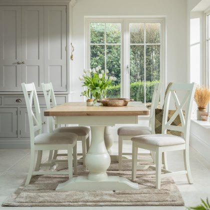 Salthouse 1.6m Extending Refectory Dining Table with 4 Cross Back Chairs Salthouse 1.6m Extending Refectory Dining Table with 4 Cross Back Chairs