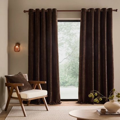 Yard Heath Washed Velvet Eyelet Curtain Espresso Yard Heath Washed Velvet Eyelet Curtain Espresso
