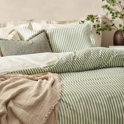 Yard Hebden Stripe Duvet Cover Set Forest Yard Hebden Stripe Duvet Cover Set Forest