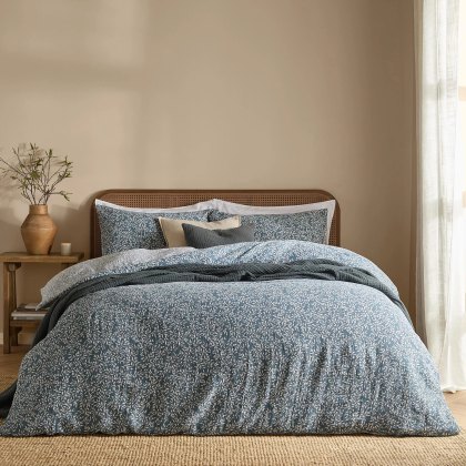 Yard Perrie Leaf Duvet Cover Set Denim Yard Perrie Leaf Duvet Cover Set Denim