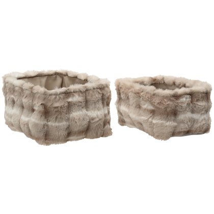Kaemingk Artificial Fur Basket Set of 2 Kaemingk Artificial Fur Basket Set of 2