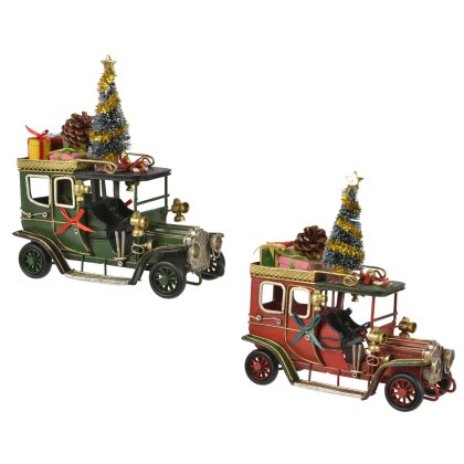 Kaemingk Iron Car With Gifts & Tree Assorted Colours