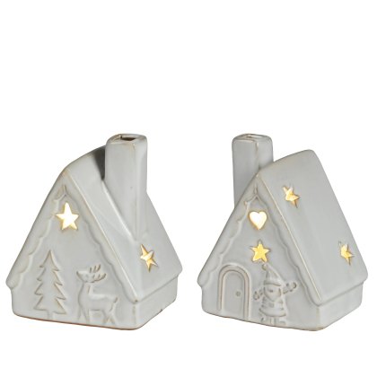 Kaemingk LED Stoneware White House Assorted Designs Kaemingk LED Stoneware White House Assorted Designs