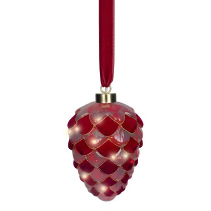 Kaemingk Micro LED Lit Pinecone Red Kaemingk Micro LED Lit Pinecone Red