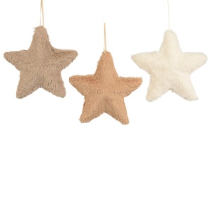Kaemingk Fur Star Hanging Decoration Assorted Colours Kaemingk Fur Star Hanging Decoration Assorted Colours