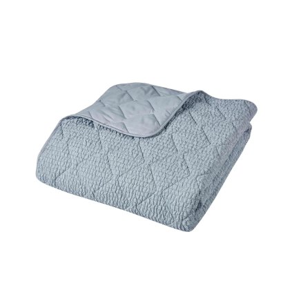 Catherine Lansfield Crinkle Seersucker Bedspread Blue