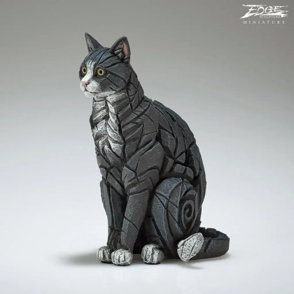 Edge Sculptures - Miniature Black and White Sitting Cat Edge Sculptures - Miniature Black and White Sitting Cat