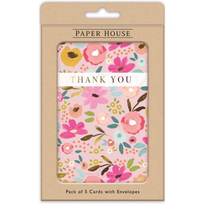 Allover Floral Thank You Pack of 5 Cards Allover Floral Thank You Pack of 5 Cards