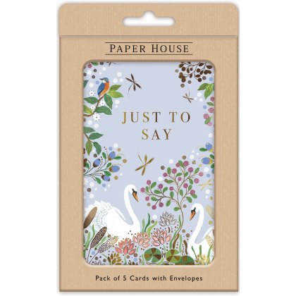 Floral Swan Lake Thank You Pack of 5 Cards