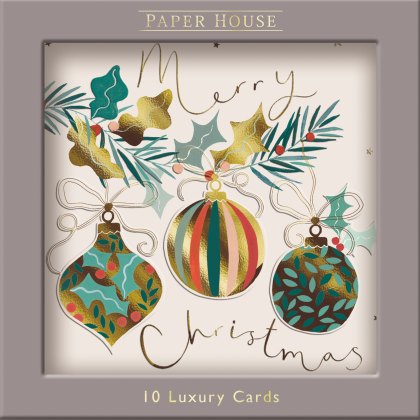 Paper House Christmas Baubles Pack of 10 Cards Paper House Christmas Baubles Pack of 10 Cards