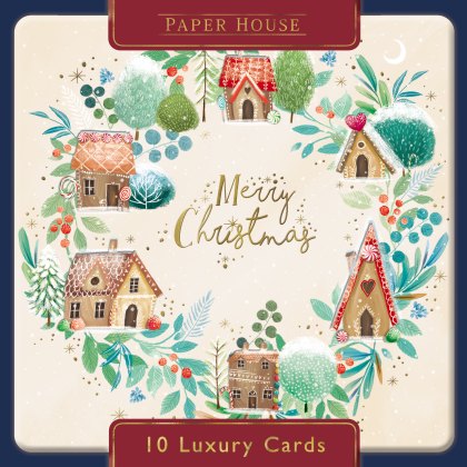 Medici Ginger House Wreath Pack of 10 Cards Medici Ginger House Wreath Pack of 10 Cards