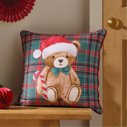 Catherine Lansfield Christmas Tartan Teddy Bear Cushion Catherine Lansfield Christmas Tartan Teddy Bear Cushion