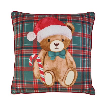 Catherine Lansfield Christmas Tartan Teddy Bear Cushion Catherine Lansfield Christmas Tartan Teddy Bear Cushion