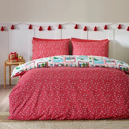 Catherine Lansfield Christmas Town Stamps Duvet Set Catherine Lansfield Christmas Town Stamps Duvet Set