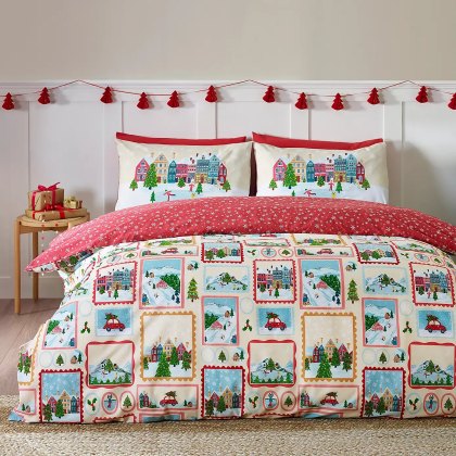Catherine Lansfield Christmas Town Stamps Duvet Set Catherine Lansfield Christmas Town Stamps Duvet Set