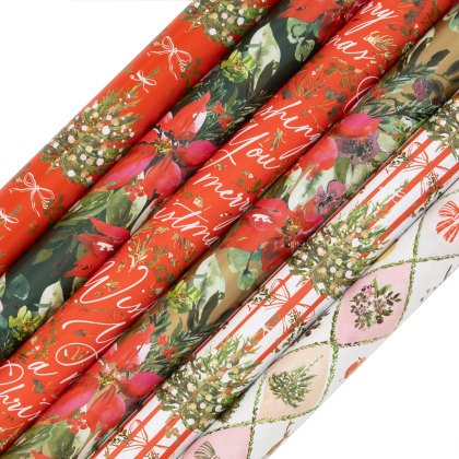 Glick Stephanie Dyment Fir & Floral 4m Rollwrap Assorted Designs Glick Stephanie Dyment Fir & Floral 4m Rollwrap Assorted Designs