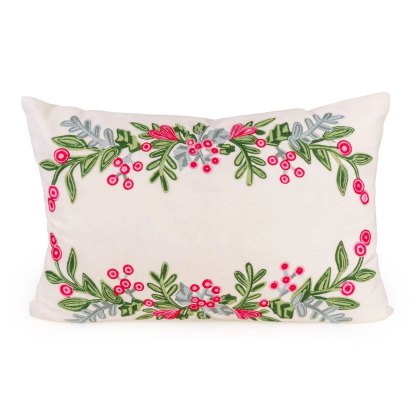 Candlelight Holly & Berries Cream Cushion Candlelight Holly & Berries Cream Cushion