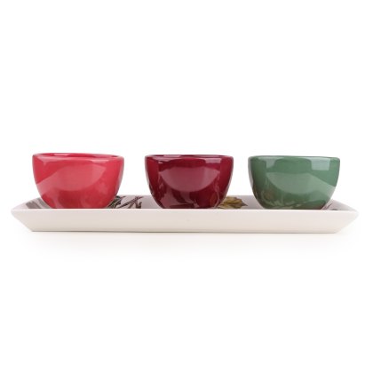 Candlelight Fig & Pomegranate dipping Bowls Set Of 3