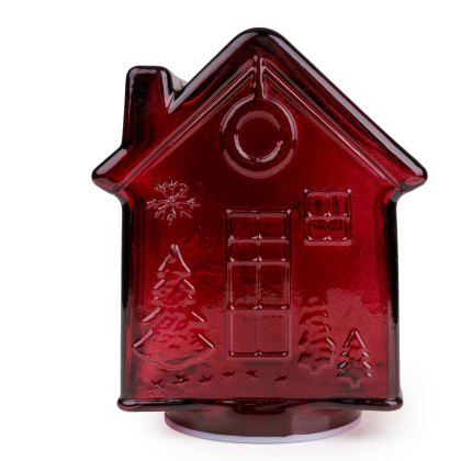 Candlelight Glass Red Rechargeable Gingerbread House Candlelight Glass Red Rechargeable Gingerbread House