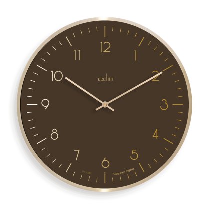 Acctim Marina 30cm Metal Wall Clock Chocolate & Gold Acctim Marina 30cm Metal Wall Clock Chocolate & Gold