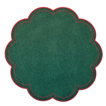 Waltons Reversible Scalloped Placemat Green Waltons Reversible Scalloped Placemat Green