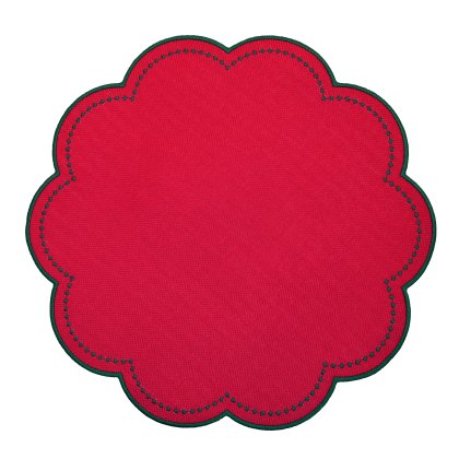 Waltons Reversible Scalloped Placemat Red Waltons Reversible Scalloped Placemat Red