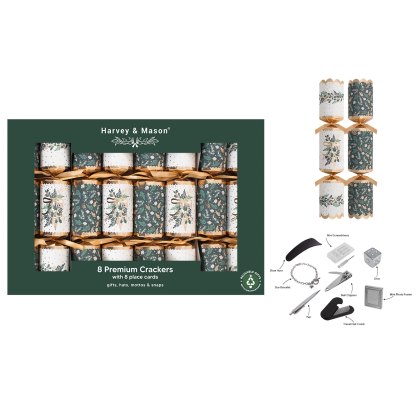 Harvey & Mason Premium Mistletoe Green Box of 8 Crackers Harvey & Mason Premium Mistletoe Green Box of 8 Crackers