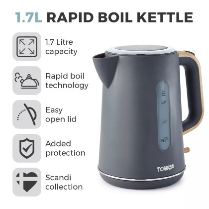 Tower Scandi Grey 1.7L Kettle Tower Scandi Grey 1.7L Kettle