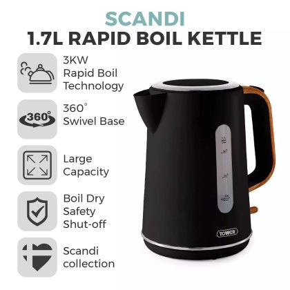 Tower Scandi Black 1.7L Kettle Tower Scandi Black 1.7L Kettle