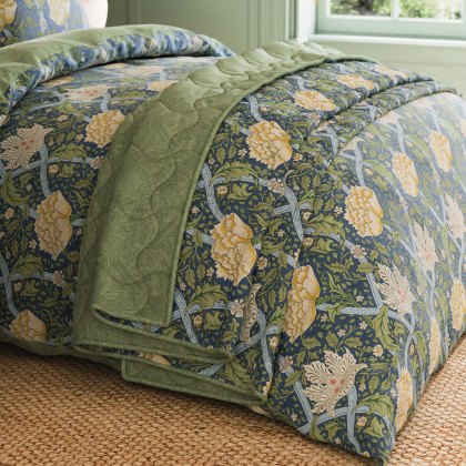Morris & Co Windrush Blue Quilted Throw Morris & Co Windrush Blue Quilted Throw