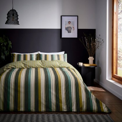Helena Springfield Ari Stripe Chartreuse Duvet Cover Set Helena Springfield Ari Stripe Chartreuse Duvet Cover Set