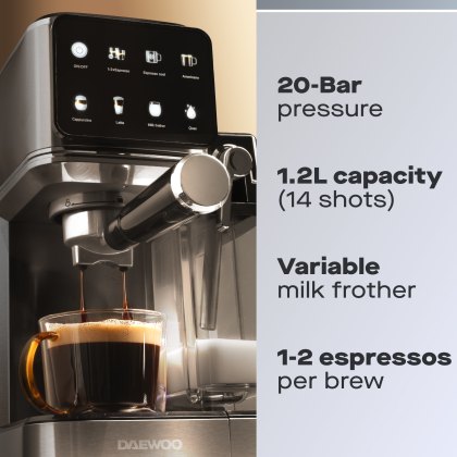 Daewoo 20 Bar One Touch Espresso Coffee Machine
