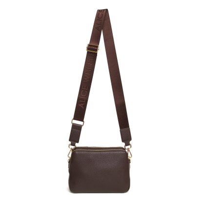 Alice Wheeler Kensington Double Zip Cross Body Bag Chocolate Alice Wheeler Kensington Double Zip Cross Body Bag Chocolate