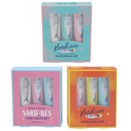 Joe Davies Bath and Body Sardine Set of 3 Hand Creams Assorted Designs Joe Davies Bath and Body Sardine Set of 3 Hand Creams Assorted Designs