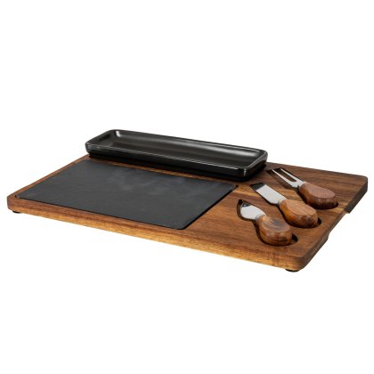 Hill Interiors Acacia Cheese Board Set With Black Bowl Hill Interiors Acacia Cheese Board Set With Black Bowl