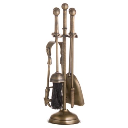 Hill Interiors Ball Topped Companion Set Antique Brass Hill Interiors Ball Topped Companion Set Antique Brass