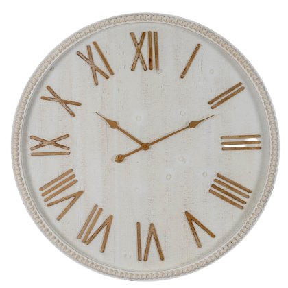 Hill Interiors Large Rustic White Clock In Beaded Frame Hill Interiors Large Rustic White Clock In Beaded Frame