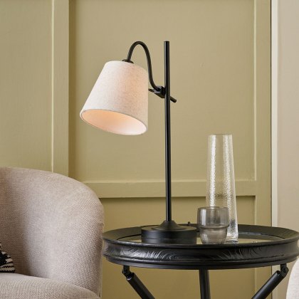 Pacific Ari Black Metal Curved Arm Table Lamp