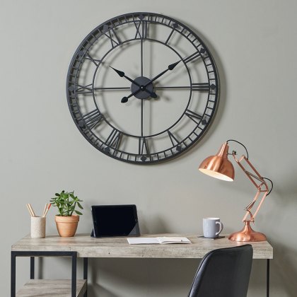 Pacific Black Metal Round Wall Clock
